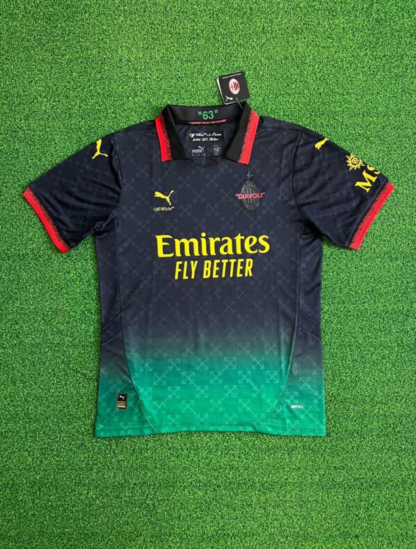 AC Milan x Off-White 2025 Jersey – Black & Green Fan Edition