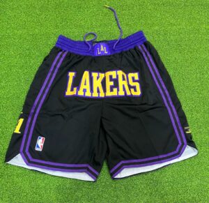 black and purple lakers shorts