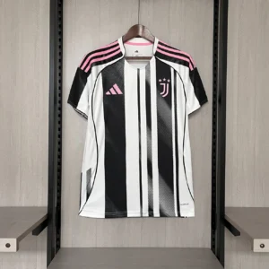 Juventus Home Jersey 2025/26 Fan Edition – Black and white with pink accents front view