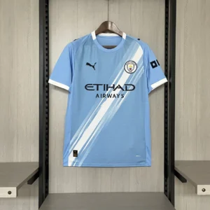 Manchester City Home Jersey 2025/26 Fan Edition – Sky blue with white diagonal stripes front view